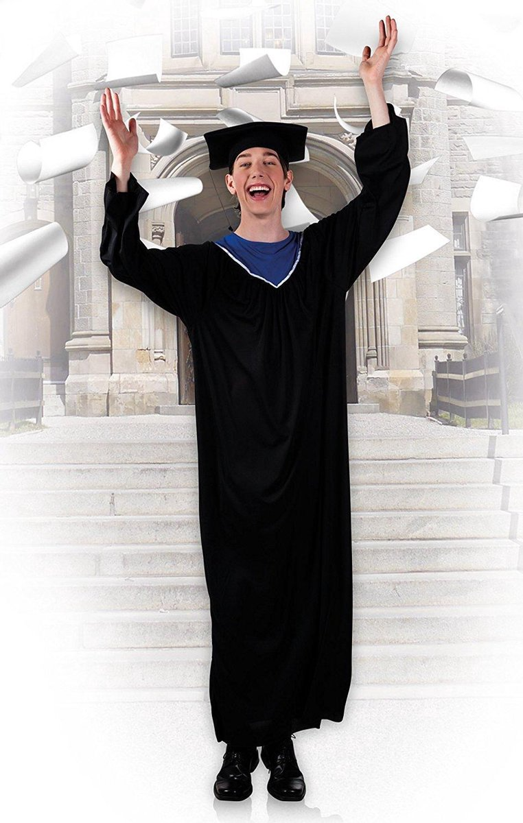 Afgestudeerde Kostuum Volwassenen โ Zwarte Toga met Hoed (M/L)