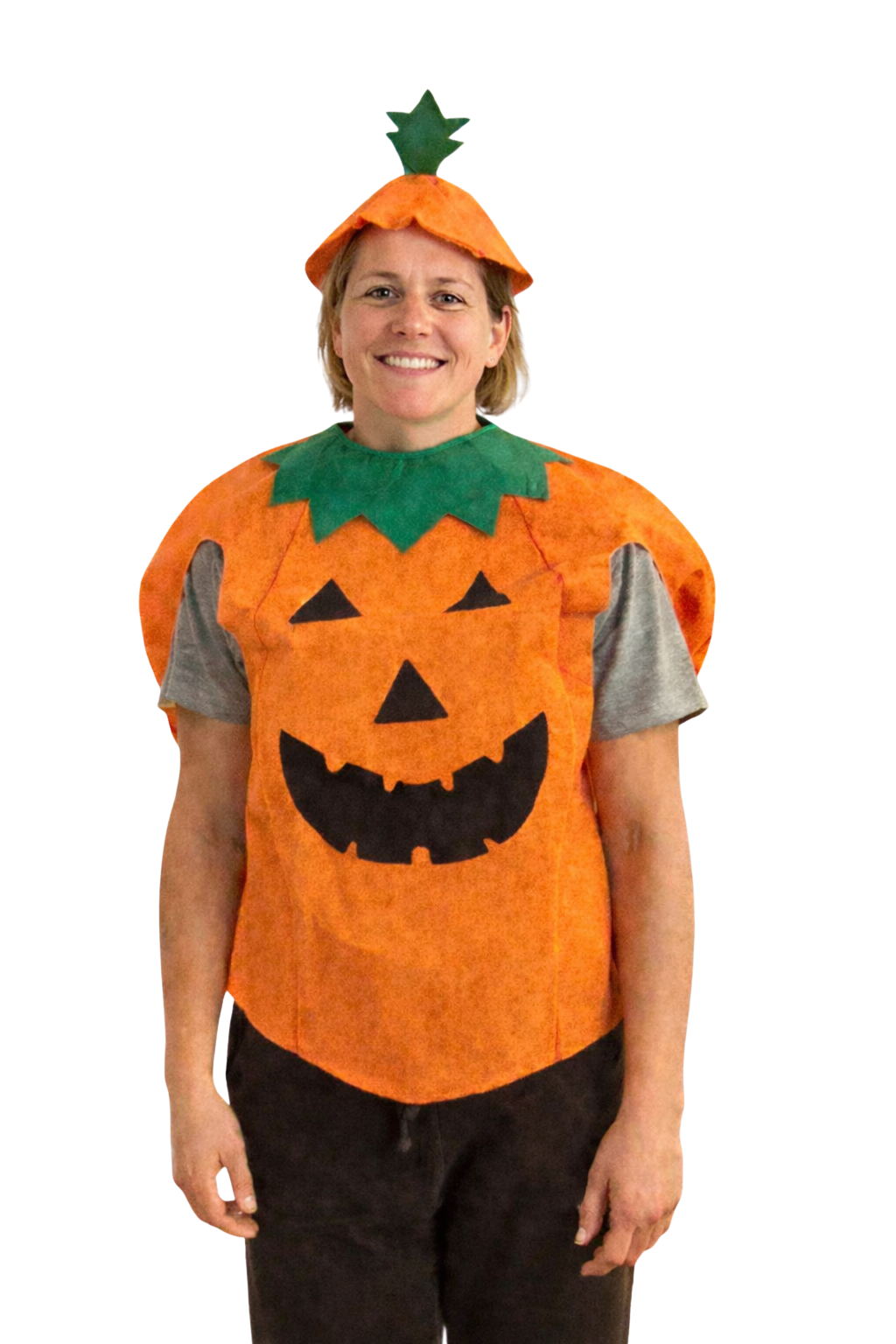 Pompoen verkleedpak van vilt – 2-delig Halloween kostuum