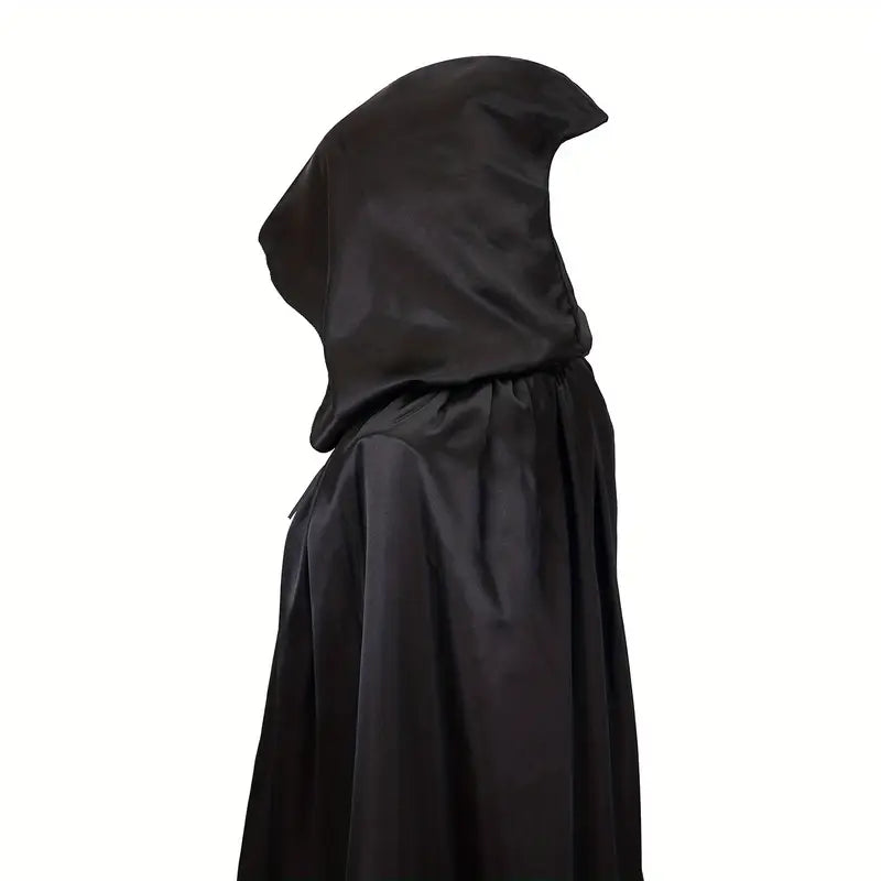 Zwarte Kapmantel - Halloween – Verkleedcape met Kap – Licht Doorschijnend - Unisex