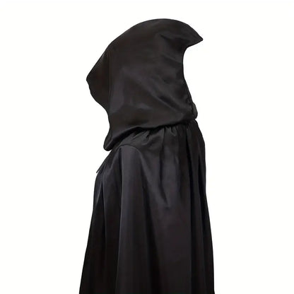 Zwarte Kapmantel - Halloween – Verkleedcape met Kap – Licht Doorschijnend - Unisex