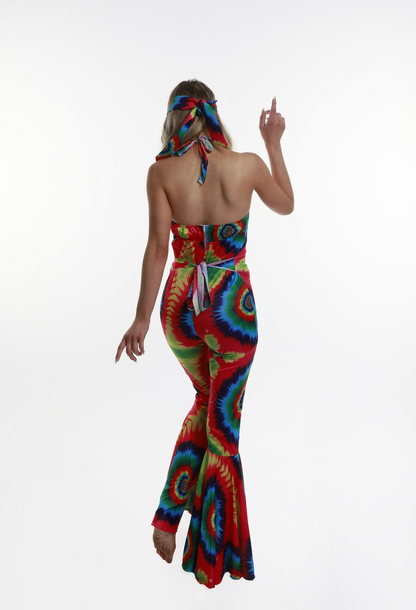 Tie-dye Jumpsuit Dames – Luxe 70’s Look Carnaval & Halloween