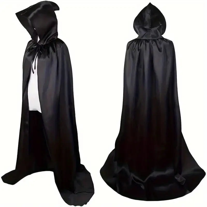 Zwarte Kapmantel - Halloween – Verkleedcape met Kap – Licht Doorschijnend - Unisex