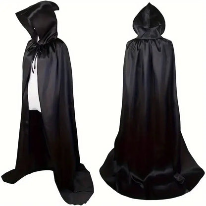 Zwarte Kapmantel - Halloween – Verkleedcape met Kap – Licht Doorschijnend - Unisex