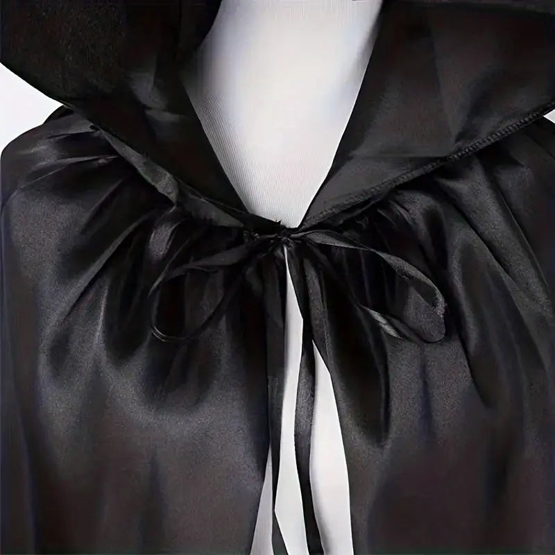 Zwarte Kapmantel - Halloween – Verkleedcape met Kap – Licht Doorschijnend - Unisex
