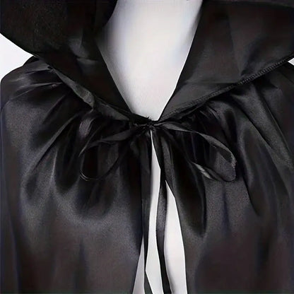 Zwarte Kapmantel - Halloween – Verkleedcape met Kap – Licht Doorschijnend - Unisex
