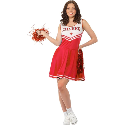 Cheerleader Kostuum Dames – Rood High School 2-delig