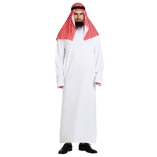 Arabische Prins Kostuum – Witte Onesie met Hoofddoek - Heren