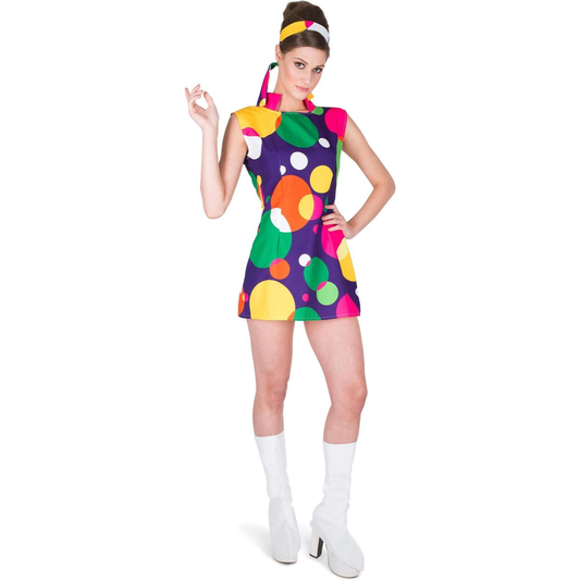Retro Hippie Kostuum Dames – 2-Delig Jurk & Hoofdband (60’s / 70’s)