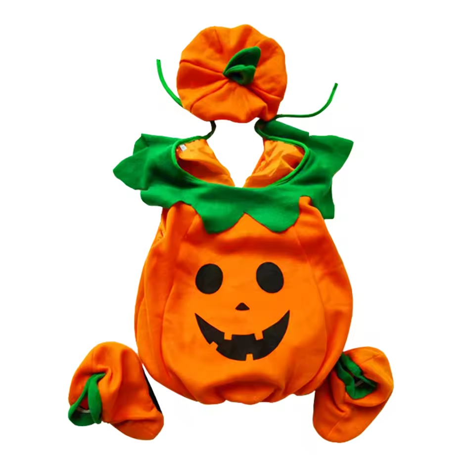 Pompoen Kostuum Kinderen – 4-delig Halloween Outfit met Hoed & Schoenen – Jongens & Meisjes