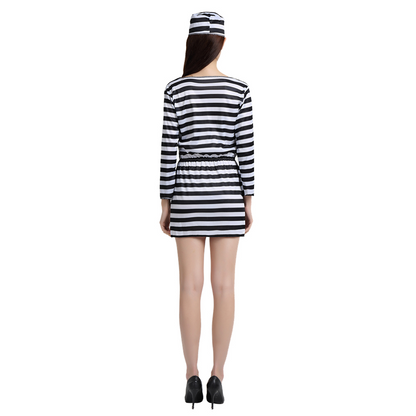 Gevangene Kostuum Dames – Prisoner Verkleedpak – 3-delig