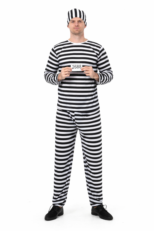 Gevangene Kostuum Heren – Prisoner Verkleedpak – One Size (160–170/175 cm)